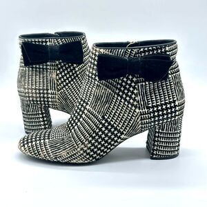 Kate Spade Holly Houndstooth Bow Fur Boots Size 11 Women's Ankle Heeled Booties
